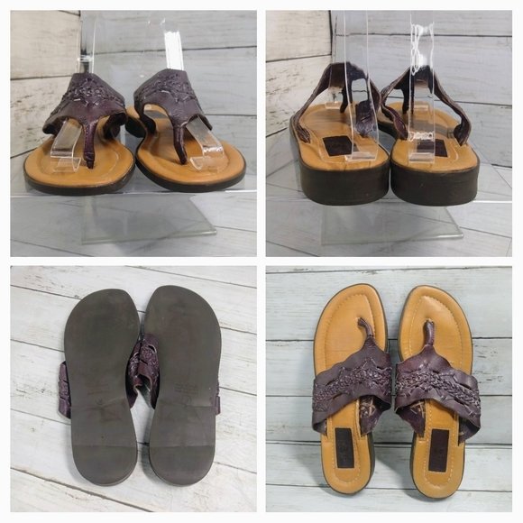 Duck Head Wmns 9M Plum Purple Braided Leather Thong SlipOn Pool Park Sandals - Picture 4 of 6